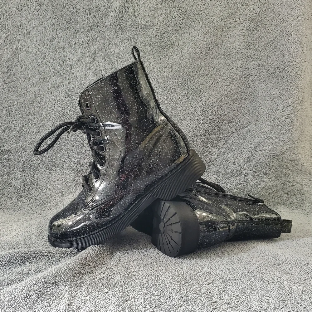 Wonder Nation Black Glitter Moto Boot